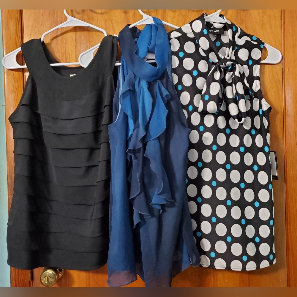 Nice Bundle Of 3 Sleeveless Dress Tops (Nine West, Merona, BCX)-Medium